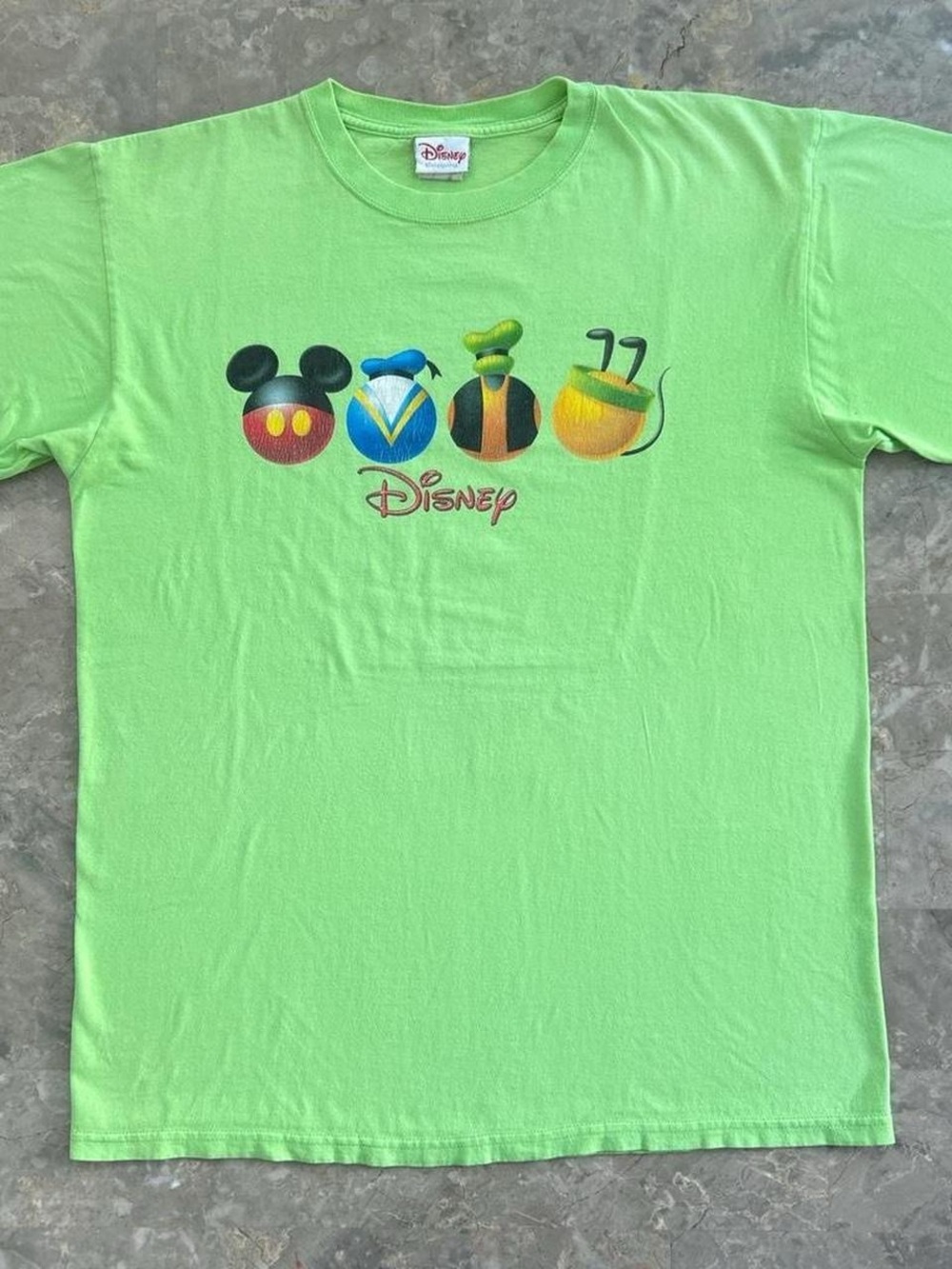 Vintage 2000s Disney Mickey Donald Goofy Pluto T Shirt Large Green